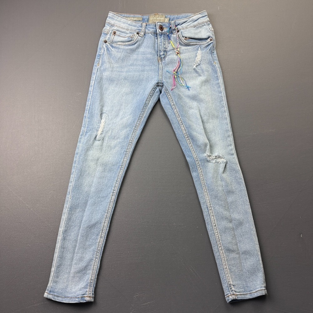 Lucky Brand Zoe Skinny Jeans Women's 10 Blue Distressed Denim Stretch Light Wash